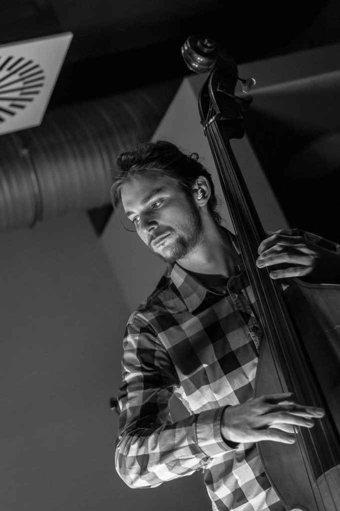 Bass player at concert